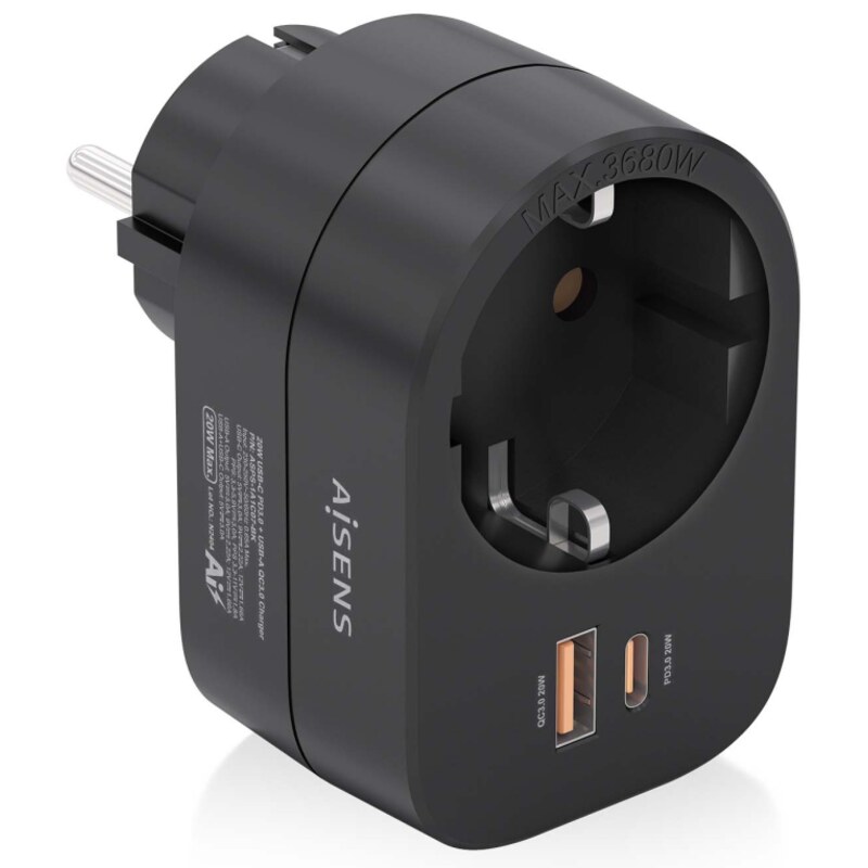 AISENS ASPS-1A1C07-BK cargador de dispositivo móvil Universal Corriente alterna Carga rápida Interior