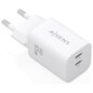 AISENS Cargador GaN 65W, 2xUSB-C PD3.0 QC4.0, Blanco