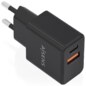 AISENS Cargador GaN 20W, 1xUSB-C PD3.0, 1xUSB-A QC3.0, Negro