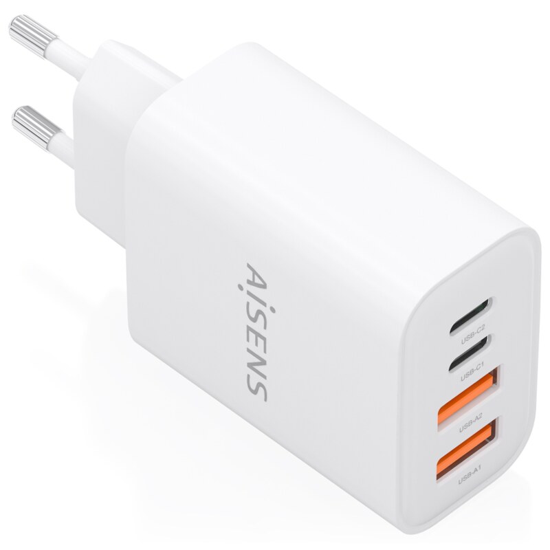 AISENS Cargador GaN 32W, 2xUSB-C PD3.0, 2xUSB-A, Blanco