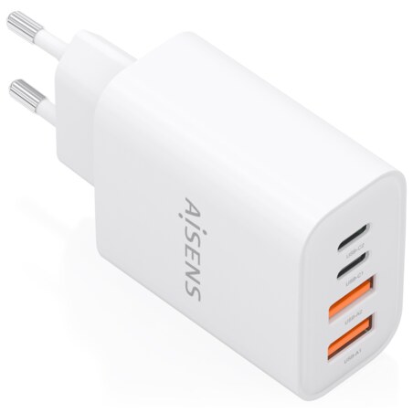 AISENS Cargador GaN 32W, 2xUSB-C PD3.0, 2xUSB-A, Blanco