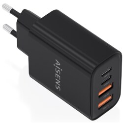 AISENS Cargador GaN 32W, 2xUSB-C PD3.0, 2xUSB-A, Negro