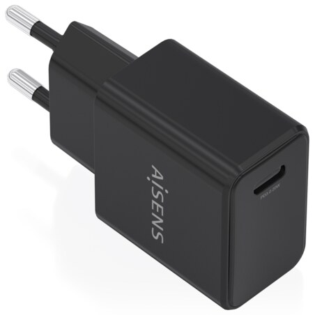AISENS Cargador GaN USB-C PD3.0 1xUSB-C 20W, Negro
