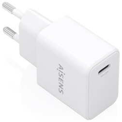 AISENS Cargador GaN USB-C PD3.0 1xUSB-C 20W, Blanco