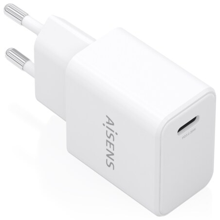 AISENS Cargador GaN USB-C PD3.0 1xUSB-C 20W, Blanco