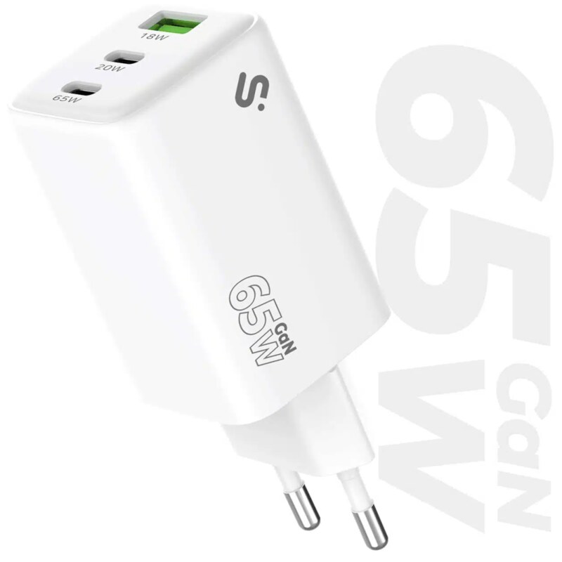 SUBBLIM Cargador GaN 65W USB-C + USB-C + USB-A