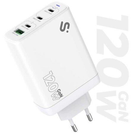 SUBBLIM Cargador GaN 120W USB-C, 4 Puertos (3x USB-C + 1x USB-A)
