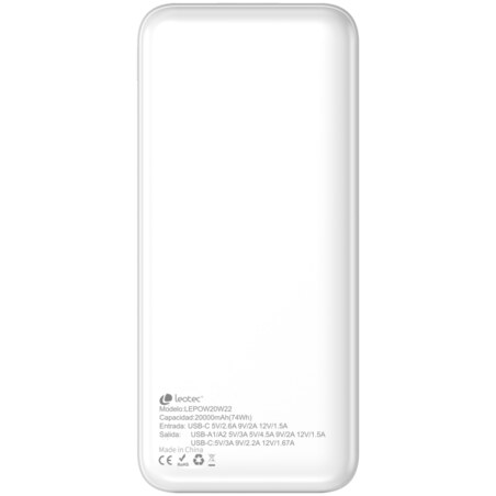 Leotec LEPOW20W22W batería externa Polímero de litio 20000 mAh Blanco