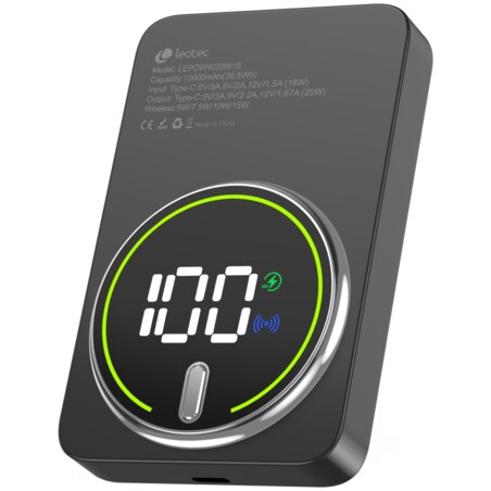 Leotec Power Bank inalámbrico 10000mAh 20W Negro