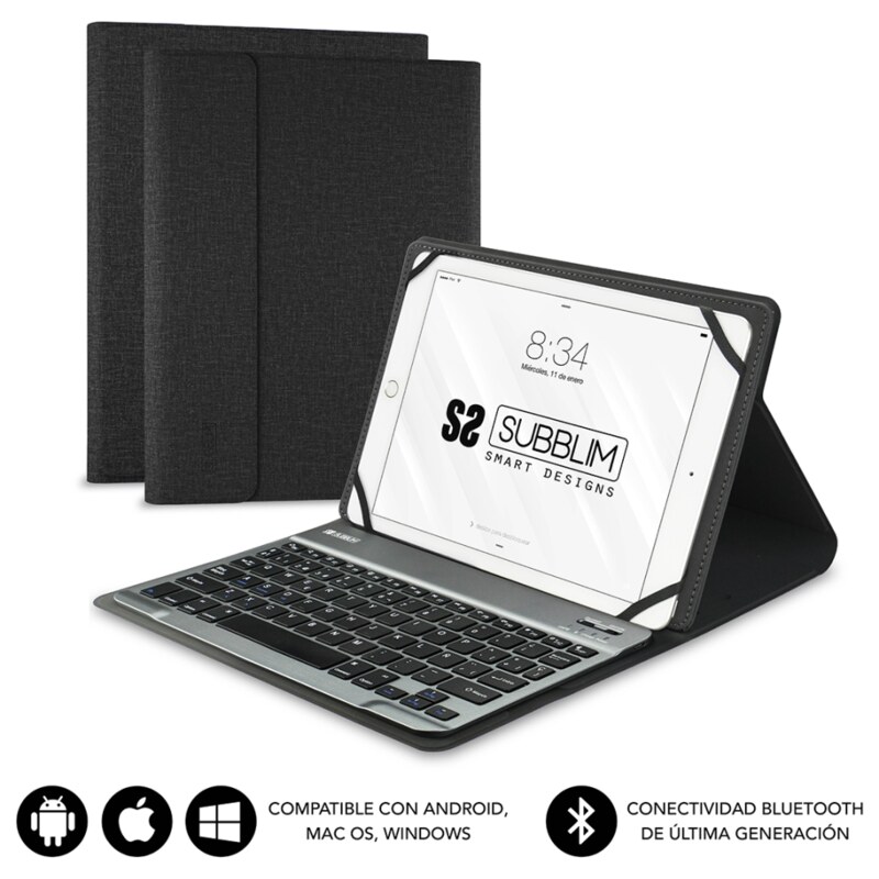 SUBBLIM Funda con Teclado KEYTAB PRO BLUETOOTH 10,1" Black