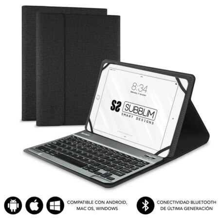 SUBBLIM Funda con Teclado KEYTAB PRO BLUETOOTH 10,1" Black