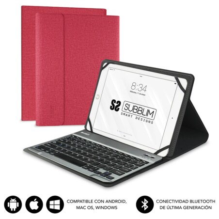 SUBBLIM Funda con Teclado KEYTAB PRO BLUETOOTH 10,1" Red