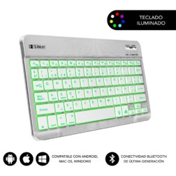 SUBBLIM Teclado Retroiluminado Bluetooth Smart Backlit BT Keyboard Silver