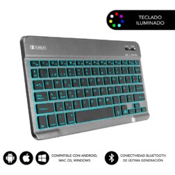 SUBBLIM Teclado Retroiluminado Bluetooth Smart Backlit BT Keyboard Grey