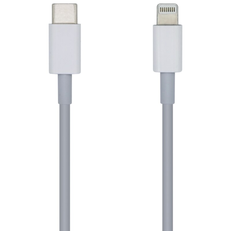 AISENS Cable USB 2.0 USB-? A Lightning PD 2A, Lightning/M-USB-?/M, Blanco, 1.0m