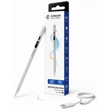 SUBBLIM NoteFlow StylusPen para iPad Pantalla Batería Li-Po USB-C Carga Palm Rejection