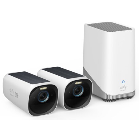 Eufy Kit de 2 cámaras eufyCam 3 de Security, cámara de seguridad 4K con panel solar integrado, IA de reconocimiento facial, cáma