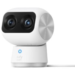 Eufy Security Indoor Cam S350, cámara doble, cámara de seguridad con resolución 4K UHD, zoom de 8× y PTZ de 360°, IA para person