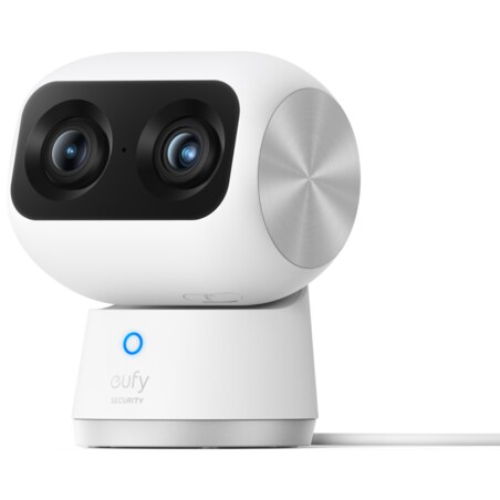 Eufy Security Indoor Cam S350, cámara doble, cámara de seguridad con resolución 4K UHD, zoom de 8× y PTZ de 360°, IA para person
