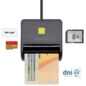 AISENS Lector de Tarjeta Inteligente DNI con Lector de Tarjetas SIM, SD, Micro SD, MMC, RS-MMC, MMC Micro, Negro