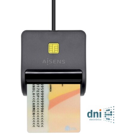 AISENS Lector de Tarjeta Inteligente DNI, Negro