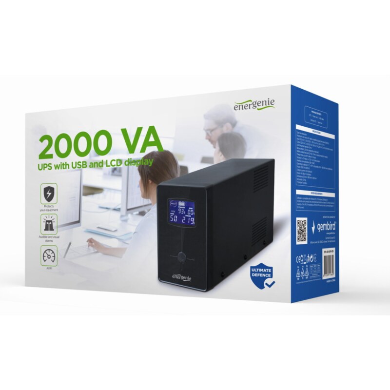 Gembird EG-UPS-035 sistema de alimentación ininterrumpida (UPS) Línea interactiva 2 kVA 1200 W 5 salidas AC