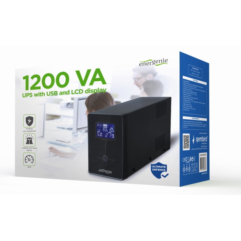 Gembird EG-UPS-033 sistema de alimentación ininterrumpida (UPS) Línea interactiva 1,2 kVA 720 W 3 salidas AC