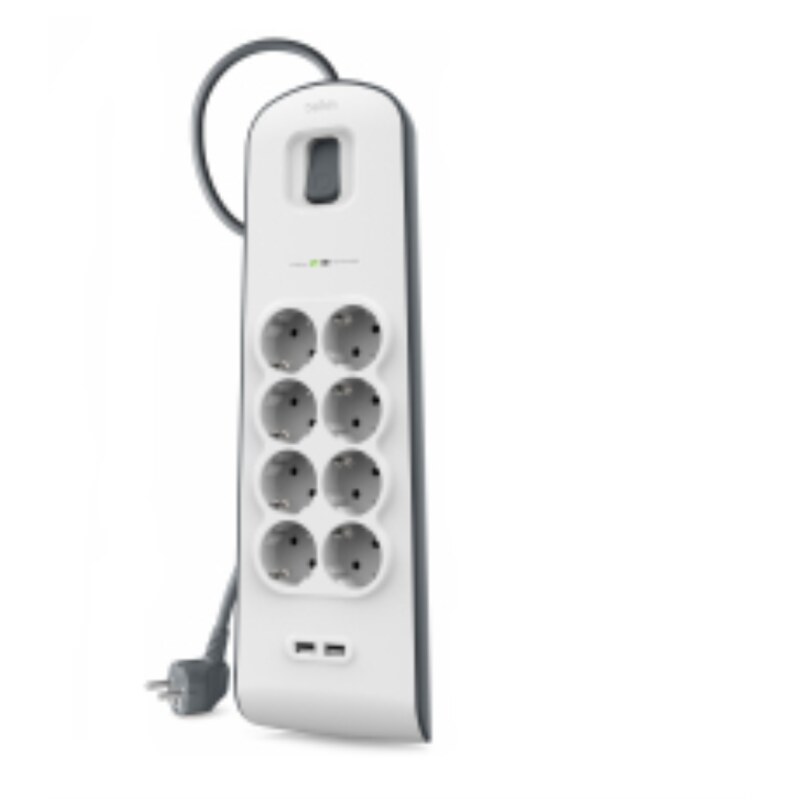 Belkin BSV804VF2M limitador de tensión Blanco 8 salidas AC 2 m