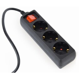 Gembird EG-PSU3-01 base múltiple 0,6 m 3 salidas AC Interior Negro