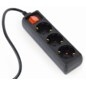 Gembird EG-PSU3-01 base múltiple 0,6 m 3 salidas AC Interior Negro