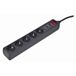 Gembird SPG5-C-10 limitador de tensión Negro 5 salidas AC 250 V 3 m