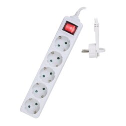 Ewent EW3955 base múltiple 1,5 m 5 salidas AC Interior Blanco