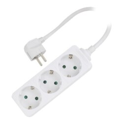 Ewent EW3958 base múltiple 1,5 m 3 salidas AC Interior Blanco