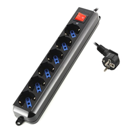 Ewent EW3924 base múltiple 1,5 m 6 salidas AC Negro