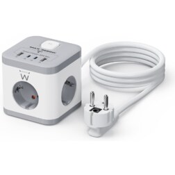Ewent EW3863 base múltiple 1,5 m 3 salidas AC Interior Gris, Blanco