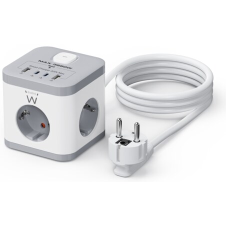 Ewent EW3863 base múltiple 1,5 m 3 salidas AC Interior Gris, Blanco