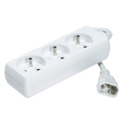 Neklan 1.2m Power Extension base múltiple 1,2 m 3 salidas AC Blanco
