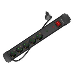 Lanberg SP1-05F-0300-BK base múltiple 3 m 5 salidas AC Interior Negro