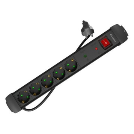 Lanberg SP1-05F-0300-BK base múltiple 3 m 5 salidas AC Interior Negro