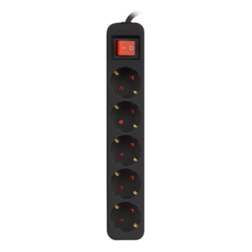 Lanberg PS1-05F-0150-BK base múltiple 1,5 m 5 salidas AC Interior Negro