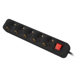 Lanberg PS1-05F-0300-BK base múltiple 3 m 5 salidas AC Interior Negro