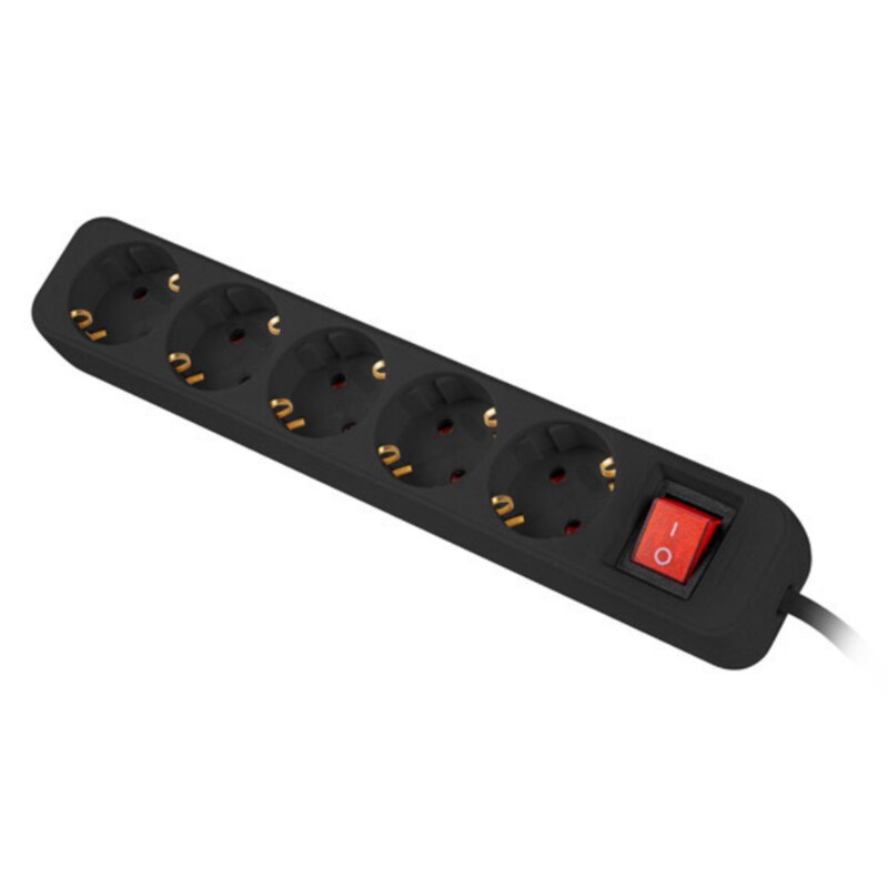 Lanberg PS1-05F-0300-BK base múltiple 3 m 5 salidas AC Interior Negro