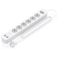 AISENS Regleta de Enchufes Multifuncion con 6 Tomas + Cargador PD3.0 20W 2xUSB-C, 2xUSB-A, 1.4m, Blanco