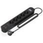 AISENS Regleta de Enchufes Multifuncion con 5 Tomas + Cargador PD3.0 20W 2xUSB-C, 2xUSB-A, 1.4m, Negro