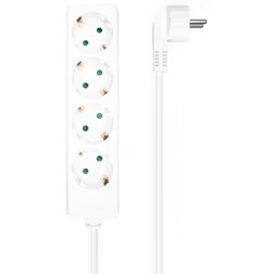 AISENS Base Multiple 4 Tomas Sin Interruptor Con Cable 3x1.5mm2, Blanco, 1.4m