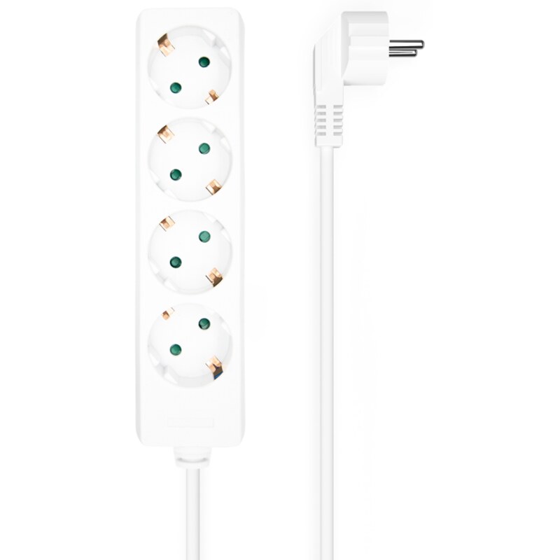 AISENS Base Multiple 4 Tomas Sin Interruptor Con Cable 3x1.5mm2, Blanco, 1.4m