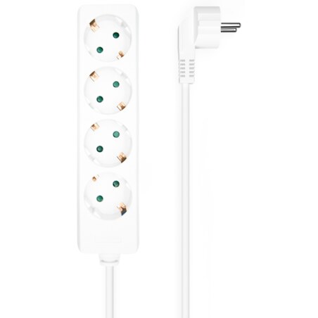 AISENS Base Multiple 4 Tomas Sin Interruptor Con Cable 3x1.5mm2, Blanco, 1.4m