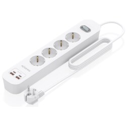 AISENS Regleta de Enchufes Multifuncion con 4 Tomas + Cargador PD3.0 20W 2xUSB-C, 2xUSB-A, 1.4m, Blanco