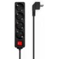 AISENS Base Multiple 4 Tomas con Interruptor con Cable 3×1.5mm2, Negro, 1.4 m