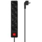 AISENS Base Multiple 5 Tomas con Interruptor con Cable 3×1.5mm2, Negro, 1.4 m